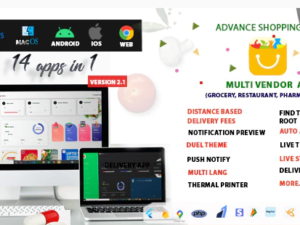 Multi-Vendor - Food, Grocery, Pharmacy & Courier Delivery App | 14 apps v2.0 Nulled