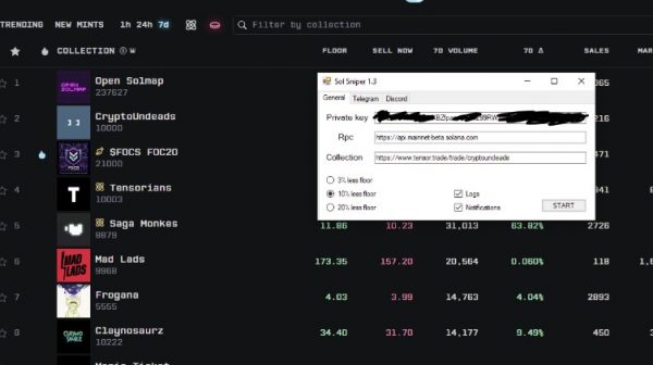 Solana NFT sniping bot for the marketplace